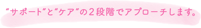 “サポート” と“ケア” の２段階でアプローチします。